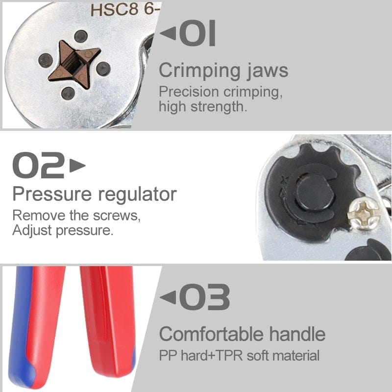 Avelena | Tubular-Terminal-Crimptool Hsc8 6-4/6-6/16-6 Max 0.08-16Mm² Draht Mini-Ferrule Crimpzange Yefym Haushalts-Elektroset