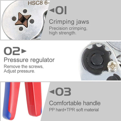 Avelena | Tubular-Terminal-Crimptool Hsc8 6-4/6-6/16-6 Max 0.08-16Mm² Draht Mini-Ferrule Crimpzange Yefym Haushalts-Elektroset
