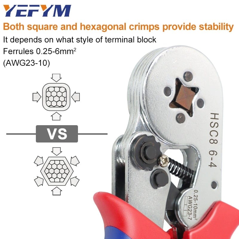 Avelena | Tubular-Terminal-Crimptool Hsc8 6-4/6-6/16-6 Max 0.08-16Mm² Draht Mini-Ferrule Crimpzange Yefym Haushalts-Elektroset