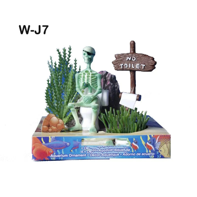 Avelena | Heiße Aquarien Dekoration Skeleton Auf Toilette Fisch Tank Ornament Dekor Für Aquarium Tank Wj07