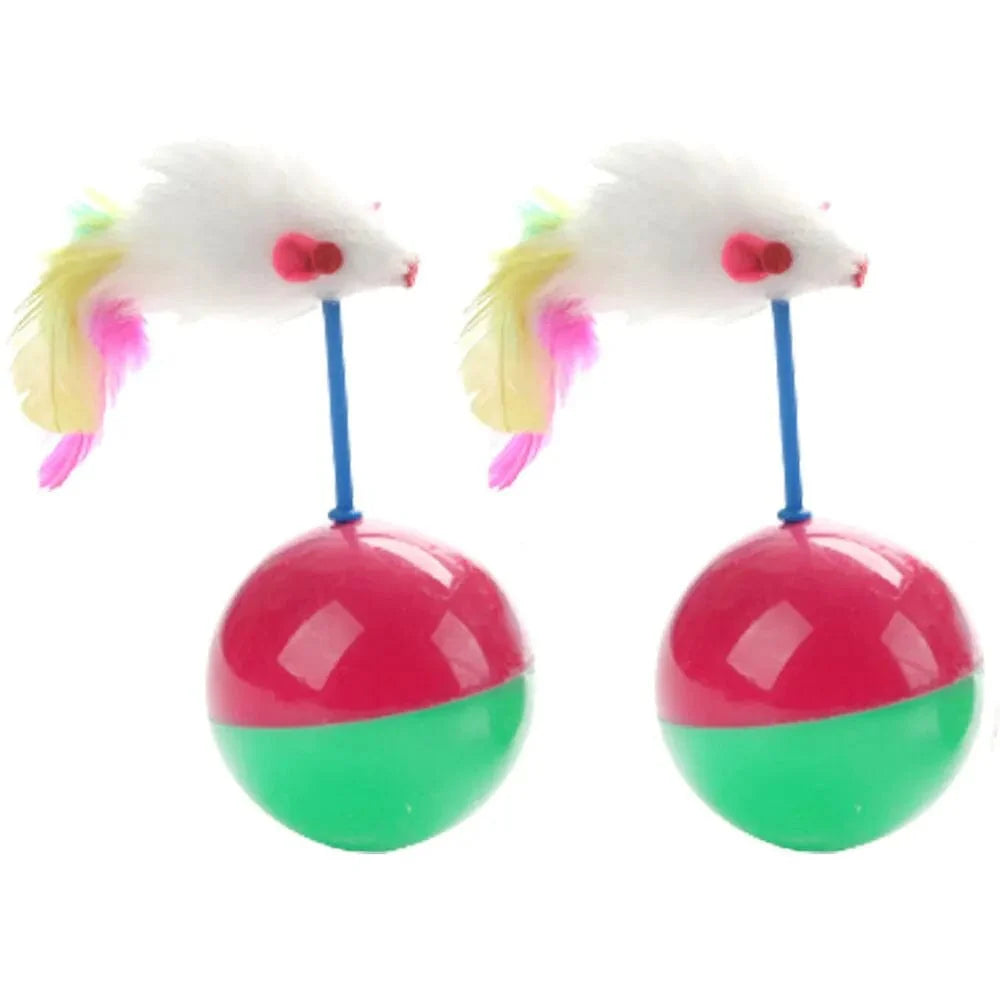 Avelena | Hunde Katzenspielzeug Haltbar Bunte Feder Mimi Lieblingspelzmause Kippenspielzeug Kätzchen Katzenspielzeug Spielbälle Zum Fangen Katzenbedarf 2Pcs