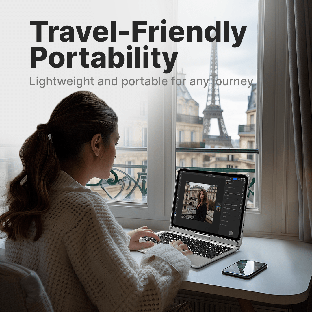 Avelena | Drahtloses Keyboard-Case für iPad - Rotierendes Design