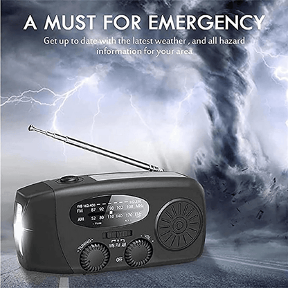 Avelena | Tragbares Aufziehradio | AM/FM, Wetterberichte & Eingebauter Powerbank für Notfallvorsorge