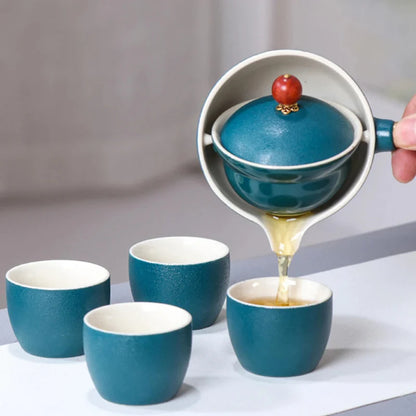 Avelena | Portabler Rotierender Keramikkannen Teebereiter Infuser mit Holzgriff