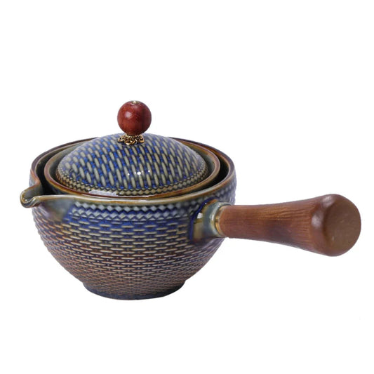 Avelena | Portabler Rotierender Keramikkannen Teebereiter Infuser mit Holzgriff