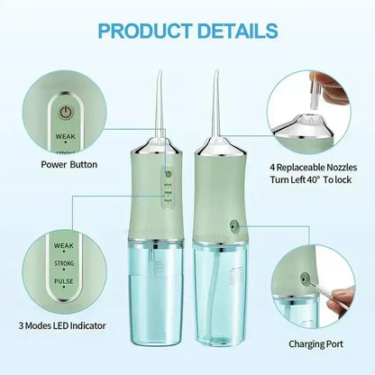 Avelena | Wiederaufladbarer kabelloser Wasserflosser AquaSmile – Professionelle Mundpflege zu Hause und unterwegs