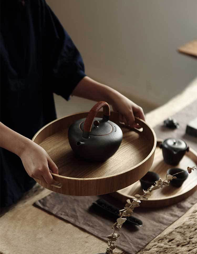 Avelena | Schlanke, runde Serviertabletts aus Holz