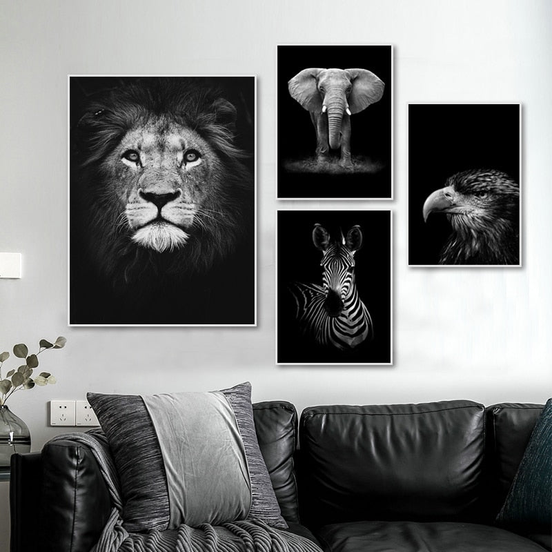 Avelena | Natur Wildtiere Afrika Wildtiere Schwarz Weiß - Leinwand Wandkunst Malerei
