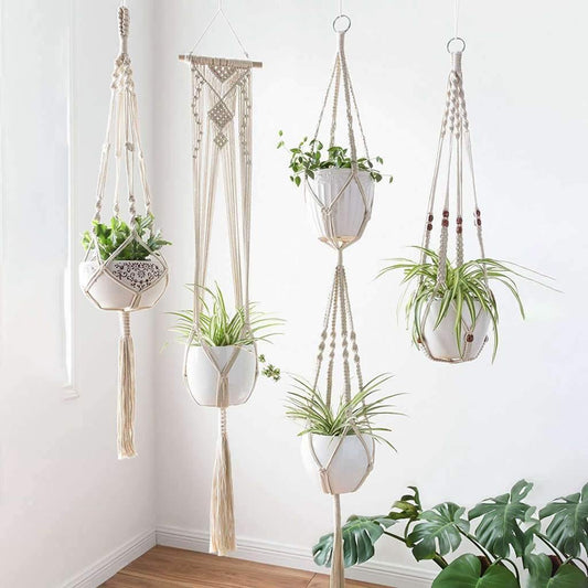 Avelena | 4-teiliges handgefertigtes Boho-Makramee-Pflanzenhänger-Set
