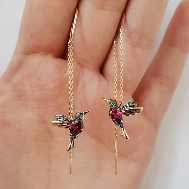 Avelena | Süße Kolibri Emaille Ohrringe mit Zirkonia Amalia