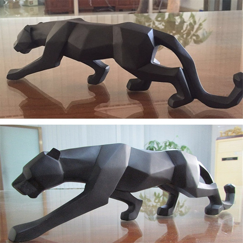 Avelena | Moderne Harz Geometrische Schwarze Panther Skulptur