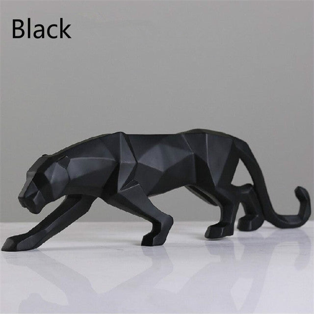 Avelena | Moderne Harz Geometrische Schwarze Panther Skulptur