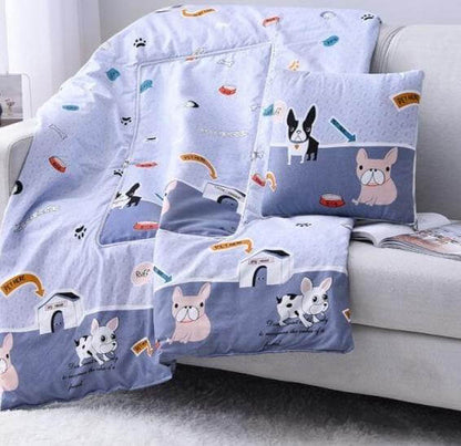 Avelena | 2In1 Bunt Cartoon Kopfkissen Decke
