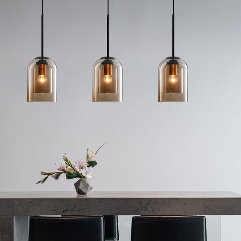 Avelena | Mid-Century Pendelleuchte mit Doppeltem Glas