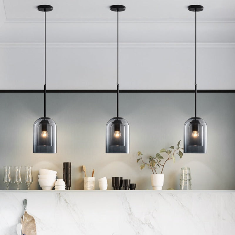 Avelena | Mid-Century Pendelleuchte mit Doppeltem Glas