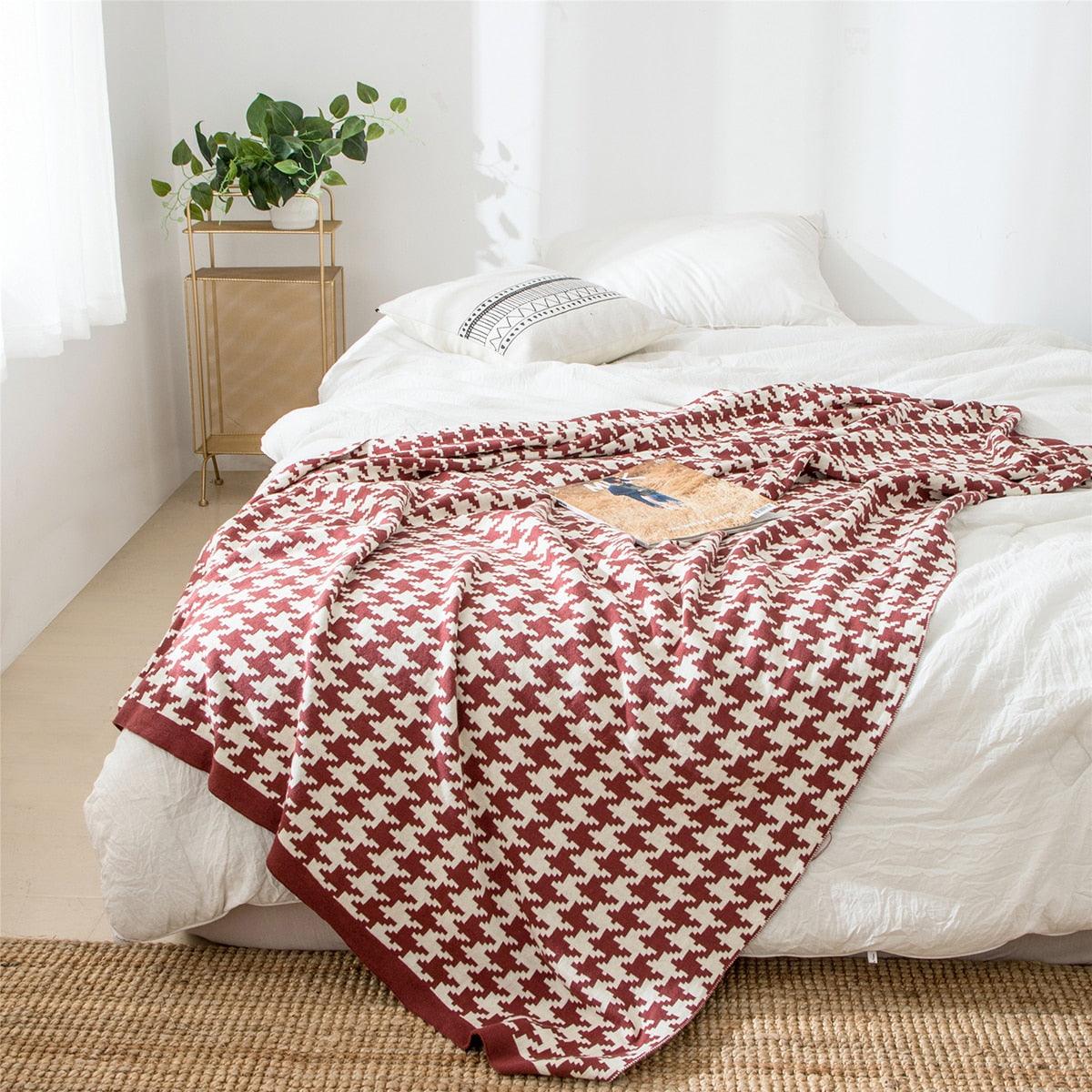 Avelena | PlaidLuxe Houndstooth Kuscheldecke | Kariertes Design | Weich & Gemütlich | Verschiedene Größen