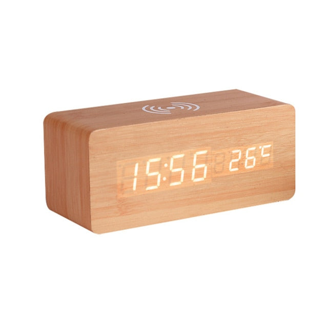 Avelena | Moderner Holz-Wireless-Lade-Wecker