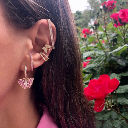 Avelena | 1 Stück Ohr weiß Regenbogen cz Rechteck Ohrstecker