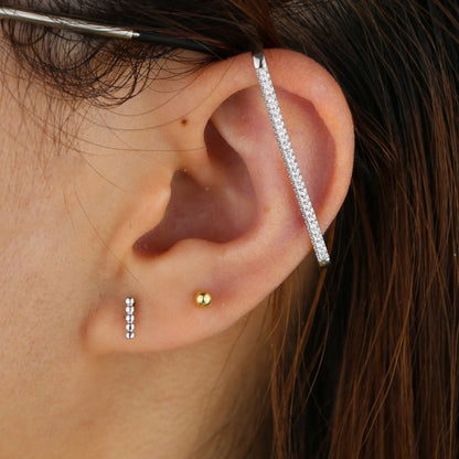 Avelena | 1 Stück Ohr weiß Regenbogen cz Rechteck Ohrstecker