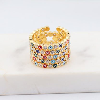 Avelena | Bohemian Rainbow Auge des Bösen mit Strass gefüllte goldene Ringe