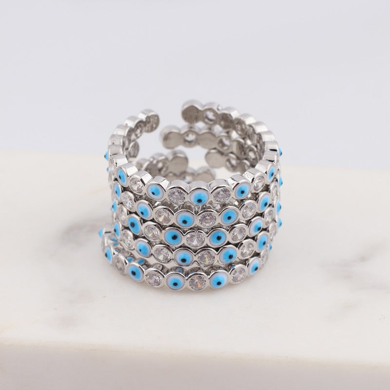 Avelena | Bohemian Rainbow Auge des Bösen mit Strass gefüllte goldene Ringe