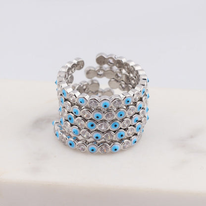 Avelena | Bohemian Rainbow Auge des Bösen mit Strass gefüllte goldene Ringe