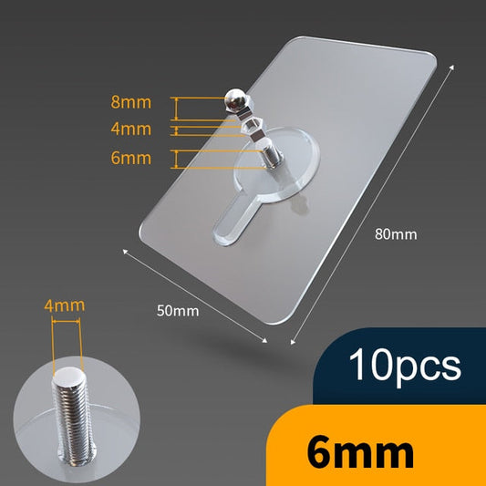 Avelena | 10 Stück Schwerlast Punch-Free Transparente Klebehaken