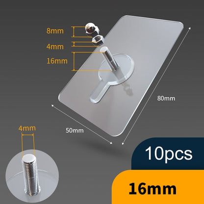 Avelena | 10 Stück Schwerlast Punch-Free Transparente Klebehaken