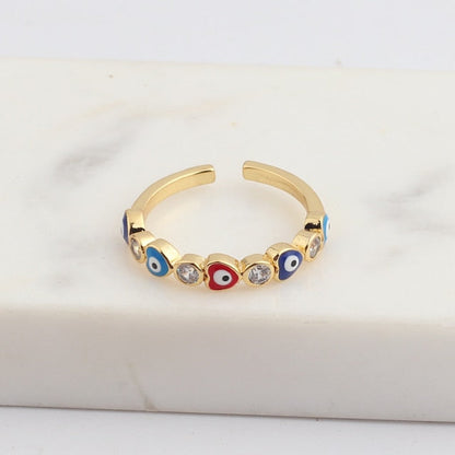 Avelena | Bohemian Rainbow Auge des Bösen mit Strass gefüllte goldene Ringe