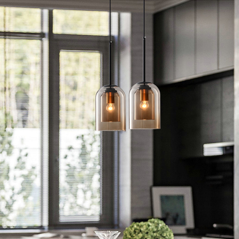 Avelena | Mid-Century Pendelleuchte mit Doppeltem Glas