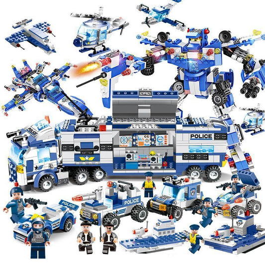 Avelena | 8 IN 1 Roboter Flugzeug Auto Stadt Polizei SWAT Bauklötze