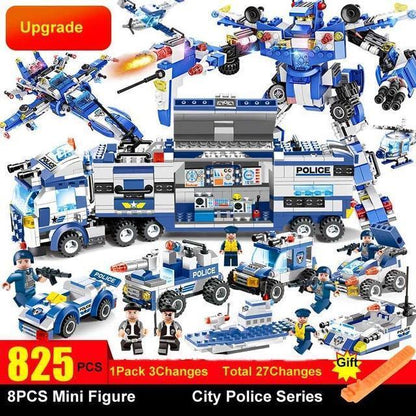 Avelena | 8 IN 1 Roboter Flugzeug Auto Stadt Polizei SWAT Bauklötze