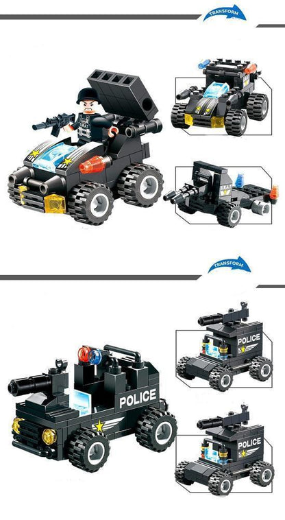 Avelena | 8 IN 1 Roboter Flugzeug Auto Stadt Polizei SWAT Bauklötze