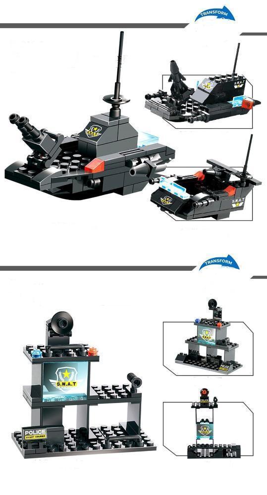 Avelena | 8 IN 1 Roboter Flugzeug Auto Stadt Polizei SWAT Bauklötze
