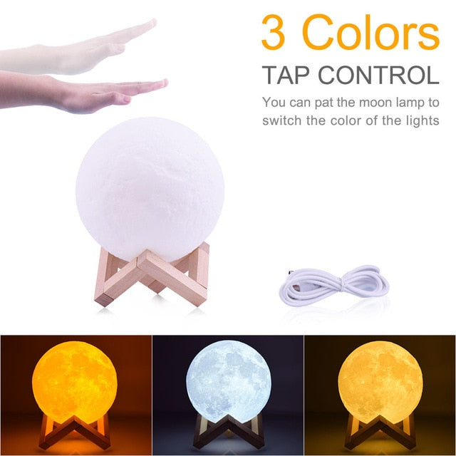 Avelena | 3 Farbige Tap-Control-Moonlampe