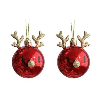 Avelena | Rote Weihnachtsbaumkugeln mit charmantem Elchmotiv – Festliche Baumanhänger für Weihnachtszauber