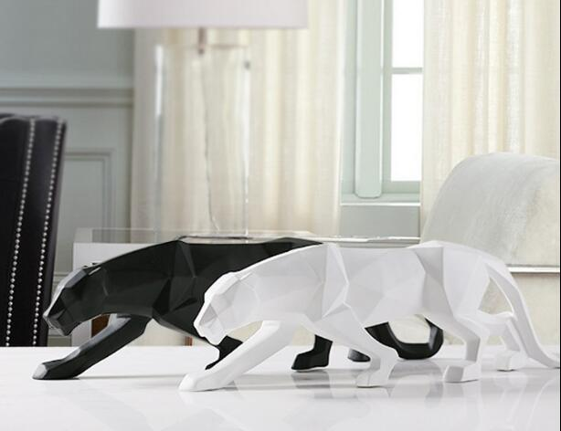 Avelena | Moderne Harz Geometrische Schwarze Panther Skulptur