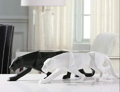 Avelena | Moderne Harz Geometrische Schwarze Panther Skulptur