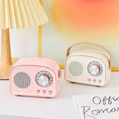 Avelena |  Retro Runde Radio Bluetooth Lautsprecher | Kabellos | Tragbar | Stilvoller Sound für Zuhause & unterwegs
