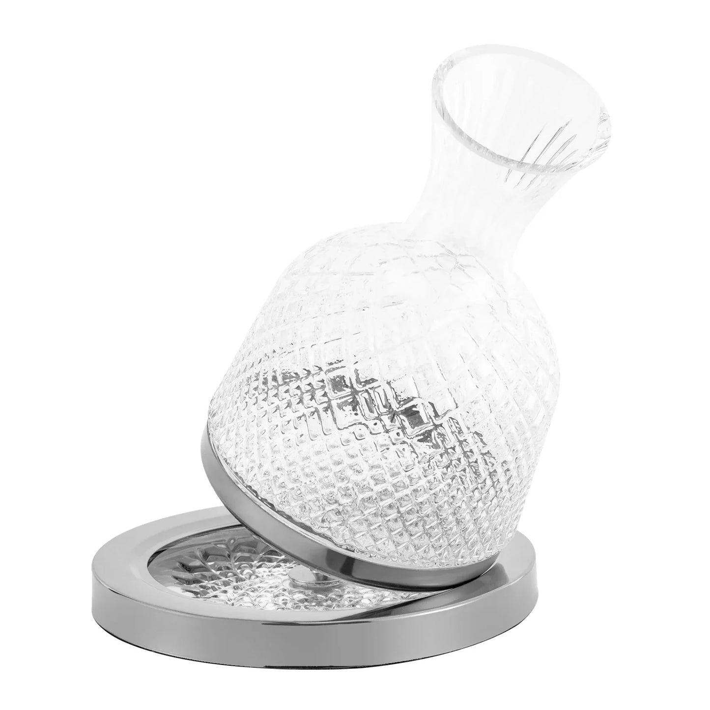 Avelena | Drehender Kristallglas Rotwein Dekanter mit Edelstahlbasis