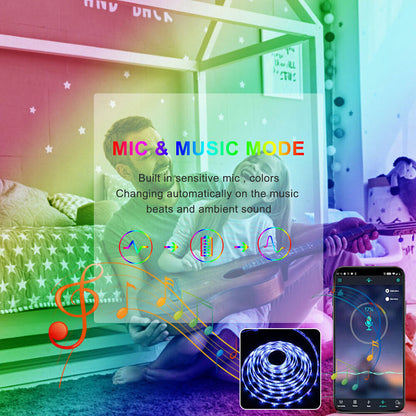 Avelena | LED-Lichtstreifen, 30 m, 15 m, Musiksynchronisation, Bluetooth, 5050, RGB-Raumlicht mit Fernbedienung