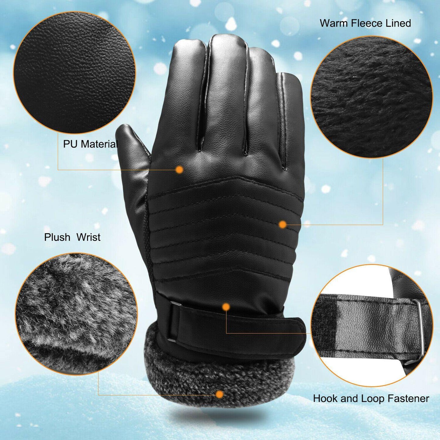Avelena | -30℃ Wasserdichte, warme Skihandschuhe aus Leder für den Winter | Touchscreen-kompatibel