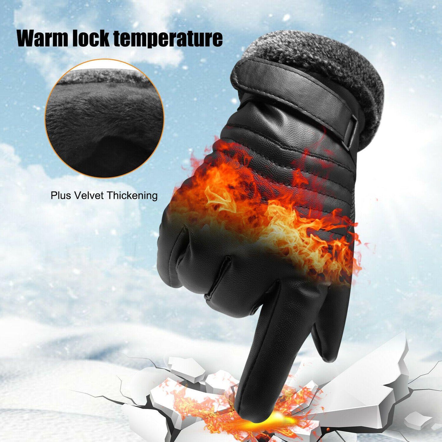 Avelena | -30℃ Wasserdichte, warme Skihandschuhe aus Leder für den Winter | Touchscreen-kompatibel