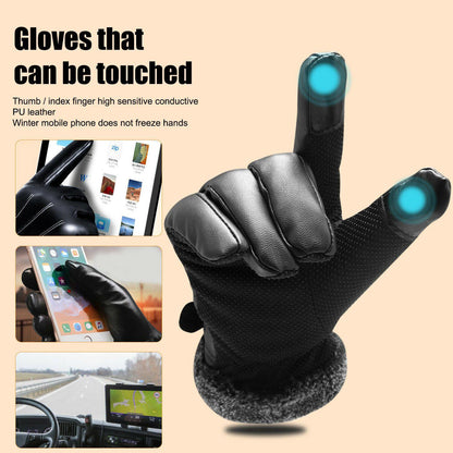 Avelena | -30℃ Wasserdichte, warme Skihandschuhe aus Leder für den Winter | Touchscreen-kompatibel