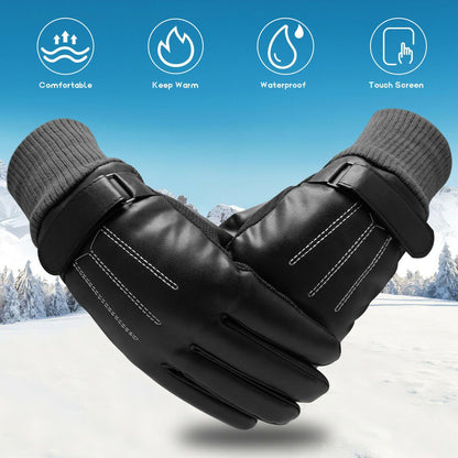Avelena | -30℃ Wasserdichte, warme Skihandschuhe aus Leder für den Winter | Touchscreen-kompatibel