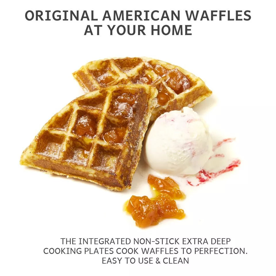 Avelena | Deep-Fill Waffelmaker | Antihaft, Einstellbare Temperatur & Kompaktes Design für hausgemachte Belgische Waffeln