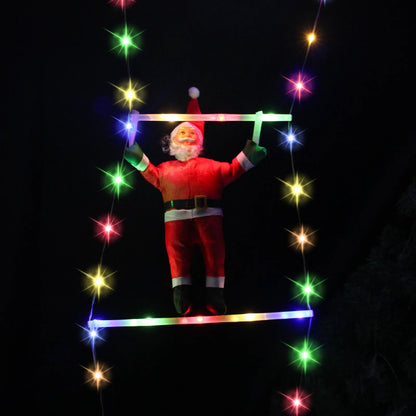 Avelena | Weihnachtsmann Kletterleiter mit LED-Lichterkette – Festliche Weihnachtsdekoration für Zuhause, Fenster & Baum