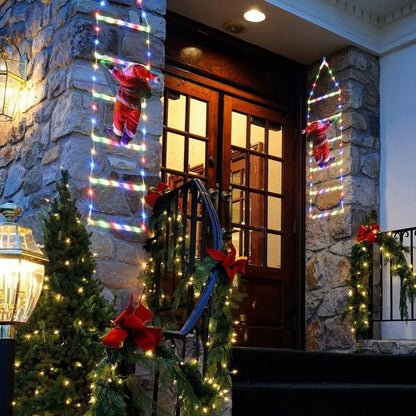 Avelena | Weihnachtsmann Kletterleiter mit LED-Lichterkette – Festliche Weihnachtsdekoration für Zuhause, Fenster & Baum