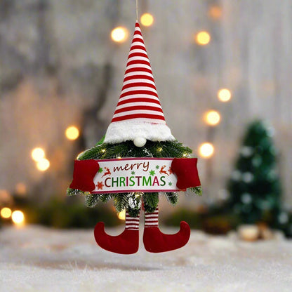 Avelena | Santa Gnome mit Weihnachtskranz und funkelnden LED-Leuchten – Perfekt für Haustür, Wand oder Fenster festliche Magie