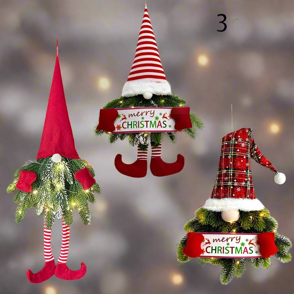 Avelena | Santa Gnome mit Weihnachtskranz und funkelnden LED-Leuchten – Perfekt für Haustür, Wand oder Fenster festliche Magie